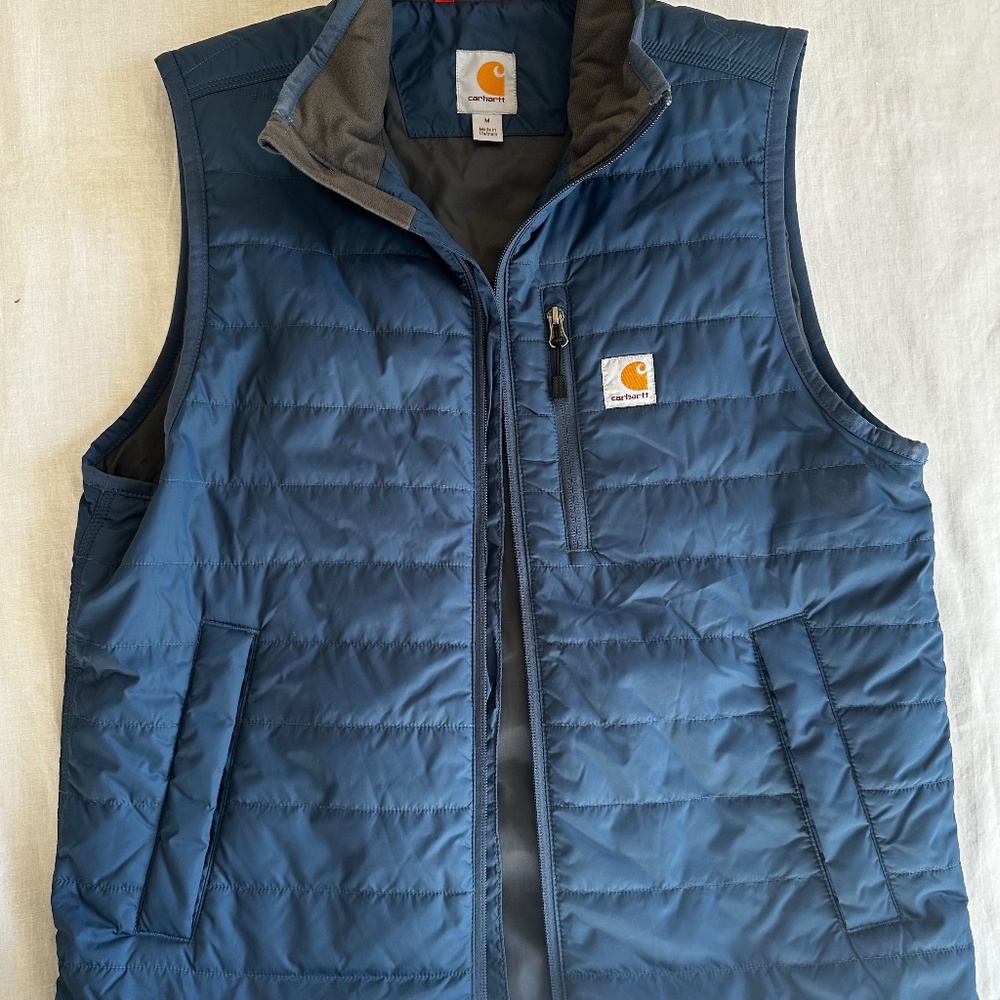 Carhartt Men’s Insulated Nylon Vest Blue Zip Front Workwear Medium